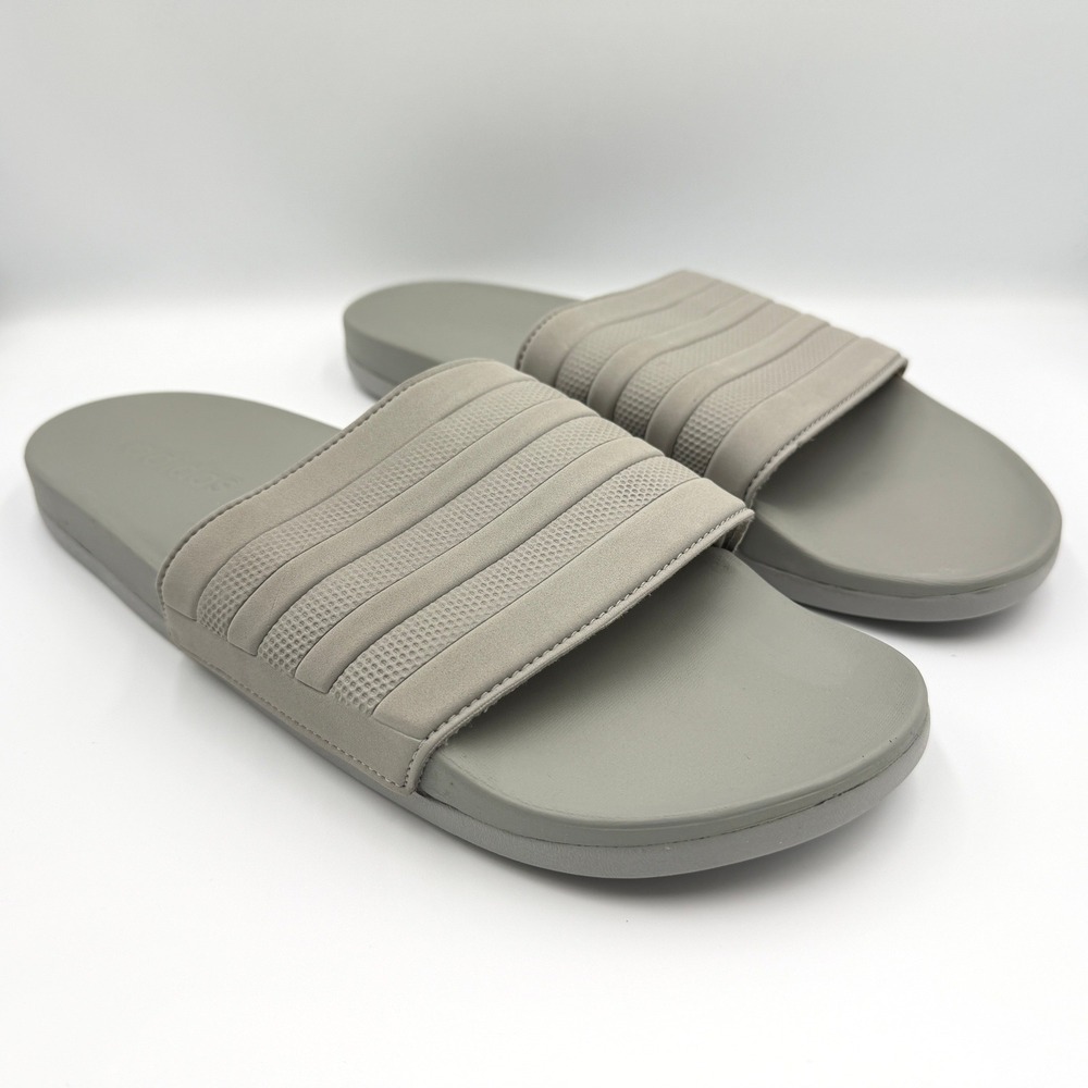 adidas Adilette Comfort Slides Men 13 Women 14 Grey ID3404 3-Stripe Sandals *NEW